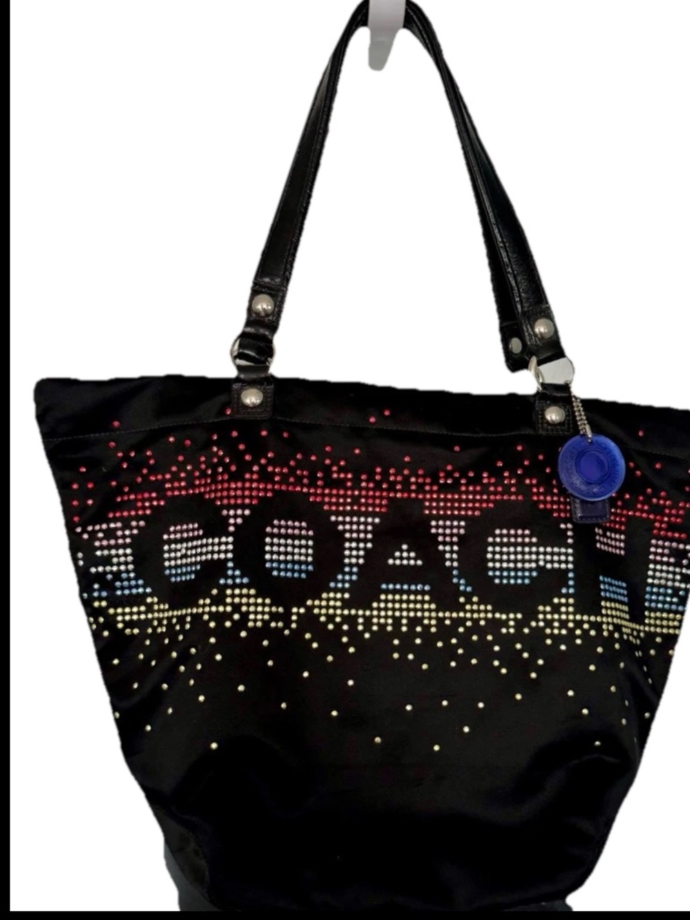 COACH Special Edition Holiday Tote Black Satin-Multicolored Rhinestones 17144